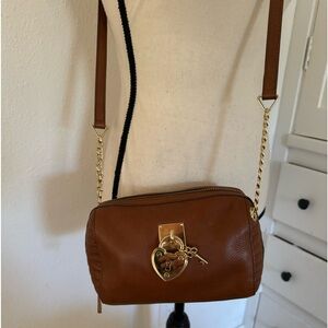 Juicy Couture Mini Steffy brown leather crossbody bag with gold heart lock